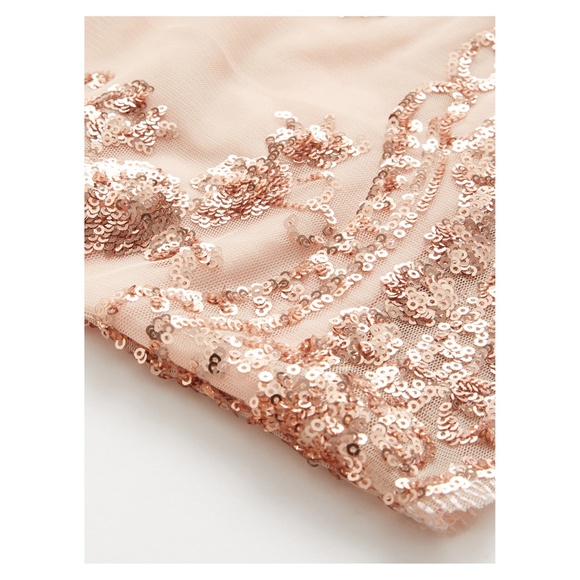 Rose Gold Halter Bodycon Cocktail Sequin Dress - Picture 5 of 5